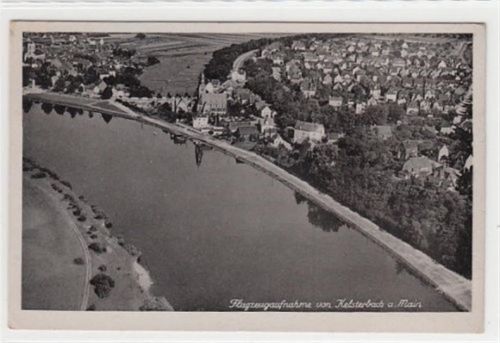 Kelsterbach am Main. Flugzeugaufnahme gelaufen, Marke entfernt, Abrißspuren. Leicht fleckig, sonst gut erhalten
