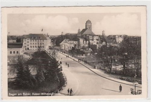 Sagan Sagan / Zagan am Bober - Kreis Sprottau / Szprotawa. Kaiser-Wilhelm-Brücke gelaufen 1943. Top Erhaltung.