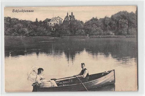 Berlin-Zehlendorf. Partie am Schlachtensee mit Ruderboot gelaufen. Gute Erhaltung.