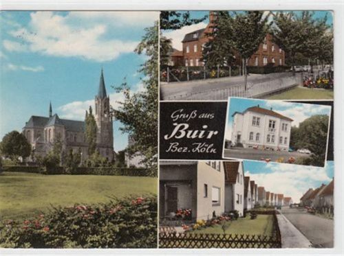 Buir, Bez. Köln mit Kirche und Straßenpartie gelaufen, 1974. Gute Erhaltung.