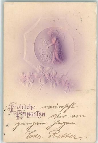 1903 Pfingsten Elfe Fee mit Blumen AK