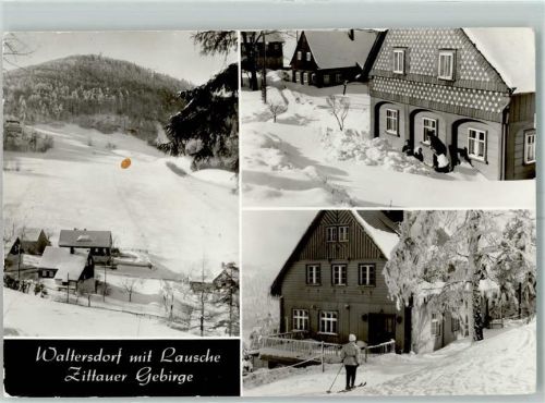 Waltersdorf Lausche Winter Schneeschippen Mutter Kinder Skifahrer