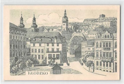 Glatz Künstlerkarte Klodzko / Glatz. Straßenpartie. Karte beschrieben Leicht bügig, sonst gut erhalten