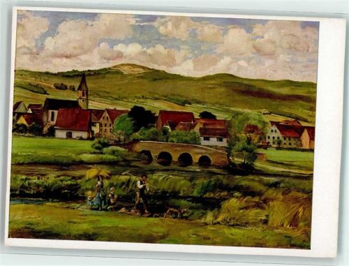 Harald Tillberg Fränkische Landschaft Bauernfamilie mit Hund