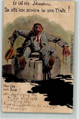 Karikatur Sa sitz ich in der Tinte Allegorie Werbung Kaisertinte