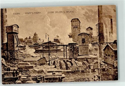 W4300 Essen , Ruhr Fabrik Industrie Zeche Sälzer und Neuack Krupp Künstlerkarte