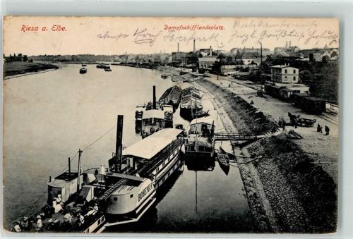 Riesa Dampfschifflandeplatz Eisenbahn Schiff Boot Bohemia