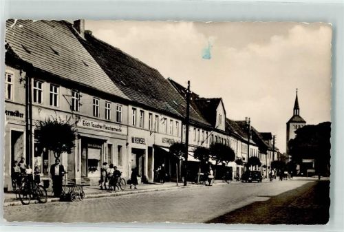 Jessen Thälmannstraße Fleischerei Erich Tauscher Bollerwagen Fahrrad Geschäft W. Hensel