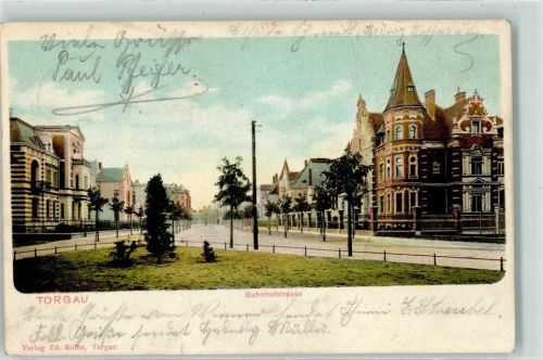 04860 O7290 Torgau 1903 Gebrauchsspuren Bahnhofstraße