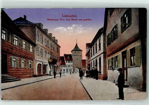 96215 W8620 Lichtenfels , Bay 1918 Gebrauchsspuren Bamberger Tor vom Markt aus gesehen