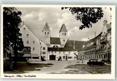 86989 W8924 Steingaden , Oberbay Foto AK Marktplatz Auto Türme Geschäfte