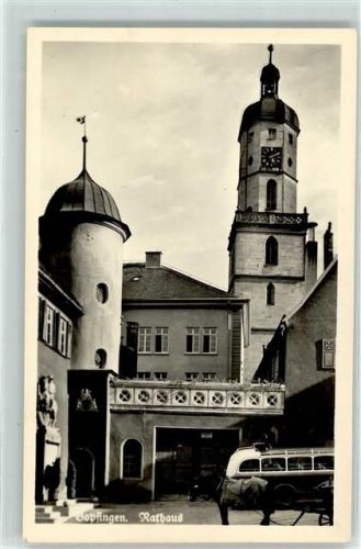 Bopfingen Rathaus Omnibus Kutsche Pferd Turm Uhr
