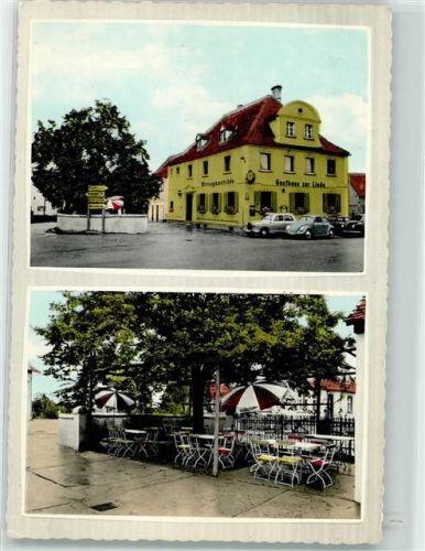 91093 W8521 Heßdorf , Mittelfr - Gasthaus zur Linde Gartenterrasse VW Käfer Ortsschilder