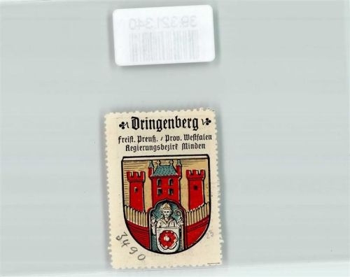 Dringenberg Vignette Wappen Freist. Preuß. Prov. Westfalen Regierungsbezirk Minden