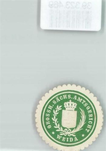 Weida Amtsgericht Sachsen Wappen Krone Grün Weiß