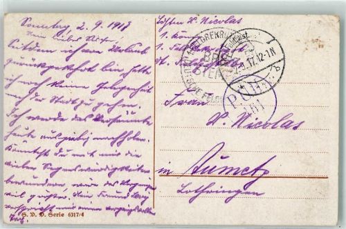 1. Feldrekruten PUH 161 Feldpoststempel WK I 1917