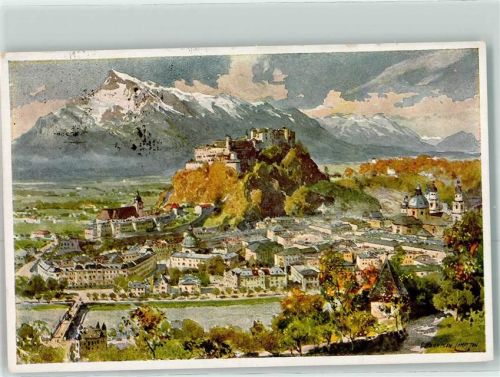 Salzburg gegen den Untersberg Compton, E. H. Künstlerkarte