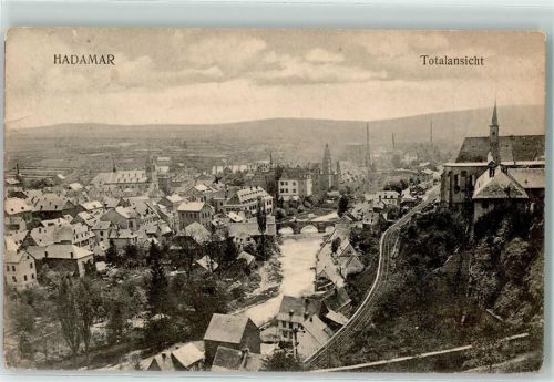 65589 W6253 Hadamar , Westerw - Kirche Turm Brücke Gleise