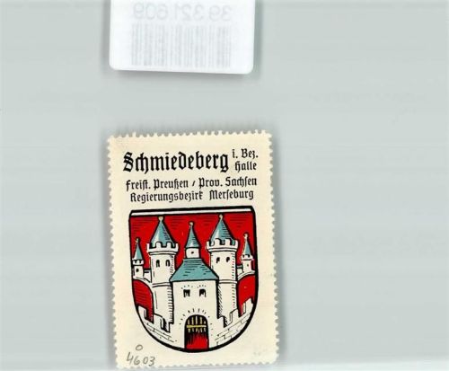 Bad Schmiedeberg Vignette Wappen Freist. Preußen Prov. Sachsen Regierungsbezirk Merseburg