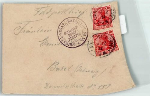 1914 Brigade-Ersatz-Bataillon Nr 55 Briefkuvert Scan verzogen