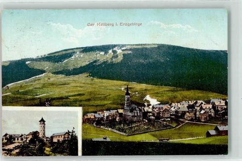 Klinovec Erzgebirge Kirche Kaiser Franz Josefs Aussichtsturm Eisenbahn