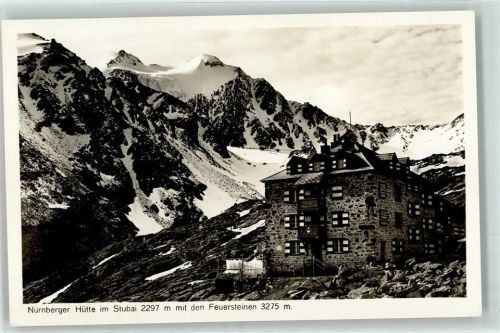 Nürnberger Hütte 2297 m mit den Feuersteinen 3275 m Schnee Hüttenstempel