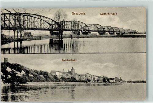 Graudenz Grudziadz 1915 - Weichselbrücke Weichselseite Turm Fabrik Landwehr Infanterie Regiment Nr.101 Rekruten Depot
