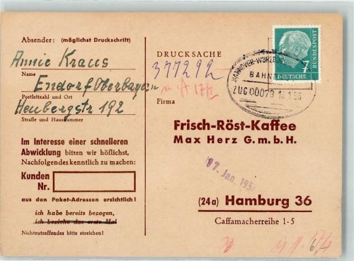 Hannover - Würzburg Zug 00079 Drucksache