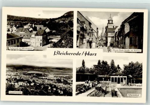 Bleicherode Windelskopf Maxim-Gorki-Straße mit Rathaus Schwimmbad