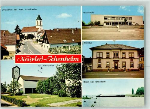 Ichenheim Kath. Pfarrkirche Realschule Rathaus Ev. Pfarrkirche Frachtschiff