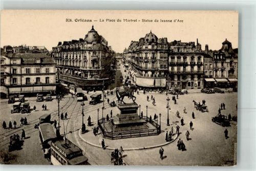 45000 Orleans - la Place du Martrol Statue de Heanne d`Arc Straßenbahn Oldtimer LKW
