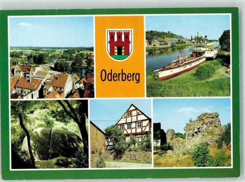 16248 O1305 Oderberg , Mark Gebrauchsspuren Blick a.d. Oderbrücke Seitenraddampfer Risa tech. Denkmal