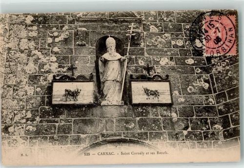 Carnac 1908 Saint Cornely und seine Ochsen Denkmal
