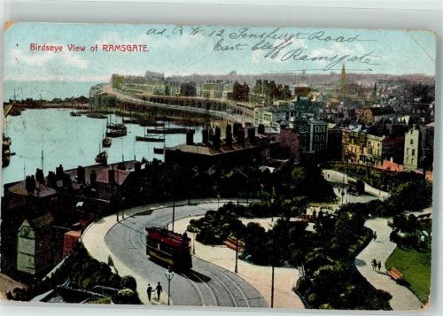 Ramsgate 1906 Vogelschau Straßenbahn Hafen