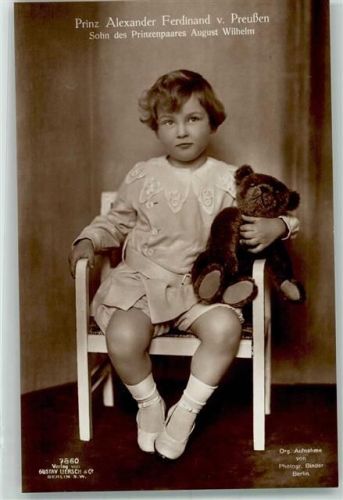 Prinz Alexander Ferdinand v. Preußen mit einem Teddybär Sohn des Prinzenpaares August Wilhelm , Photograph Binder Berlin