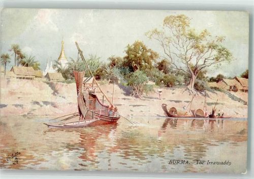 sign. R. Talbot Kelly Tuck´s Oilette Wide Wide World Serie II Nr. 7866 Irrawaddy