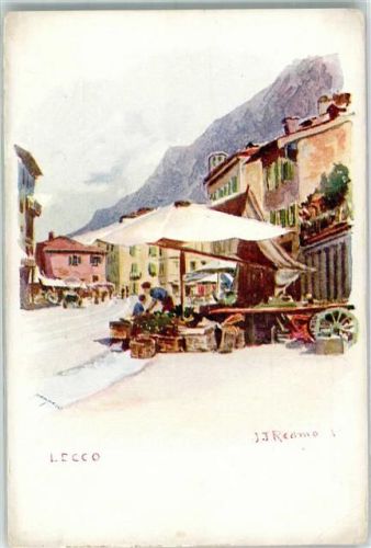 Lecco sign. Redmond Künstlerkarte Marktszene