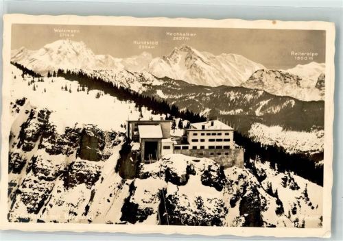 Predigtstuhl 1938 mit Berghotel Watzmann und Hochkalter Fotograf Herpich