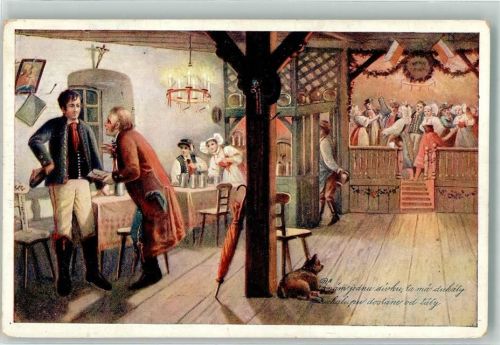 Tábor sign. Nakl Gasthaus Tracht Ort lt. Stempel