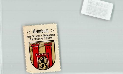 Heimbach Vignette Wappen Gold Rot Türme Tor schwarzer Löwe