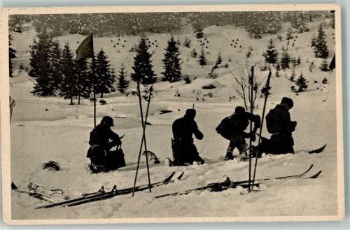 1941 Soldaten in Tschechien Ski Patrouille auf dem Schießstand Nase Vojsko Vojenska lyzarska hlidka na strelnici