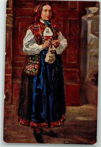 Eine Frau in schwedischer Tracht