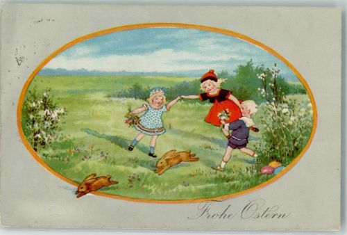 Ostern Kinder Hasen Eier Blumen