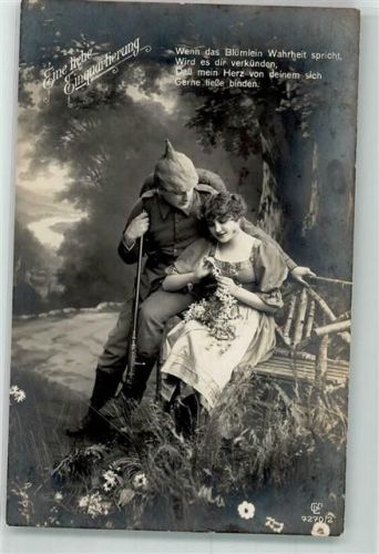 1916 Frau Blumen Spruch Eine liebe Einqueartierung GL Nr.7270-2