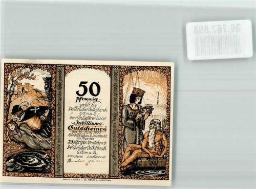 Köln Dellbrück 905 1922 50 Pfennig Dellbrücker Volksbank Jubiläums Gutschein 25 Jahre