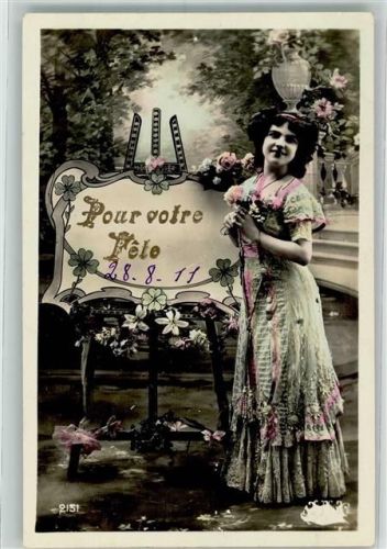 1911 Frauenschönheit Mode Pour votre Fete handkoloriert