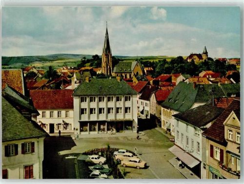 Bad Sobernheim Marktplatz mit Kath. Kirche Kreissparkasse und Haus Hüttenberg