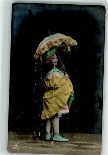 1925 Serie 1182/5 Mädchen Regenschirm handkoloriert
