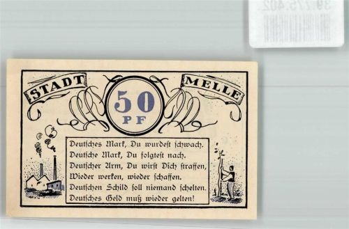 Melle 1921 50 Pf. Gutschein Des Teufels Erfindung