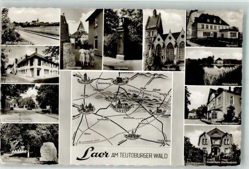 Laer Paulbrink Osnabrücker Straße Schützenhaus Pfarrkirche Wegweiser Kurhotel Mühlenteich Pension Niedersachsen Kinderheim Stertenbrink Landkarte Verlag Eugen Bilik